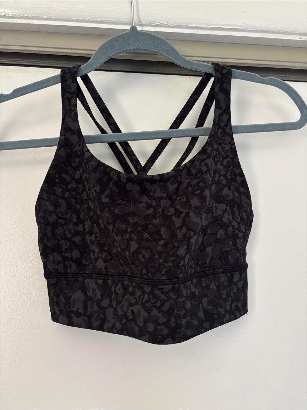 lululemon athletica Energy Longline Black Patterned Strappy Sports Bra